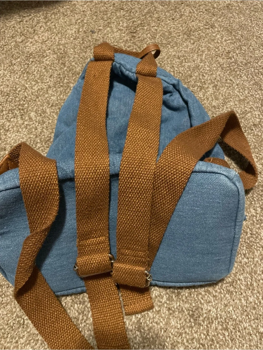 Kids Denim Patch Backpack with Fun Tropical Patches - Blue